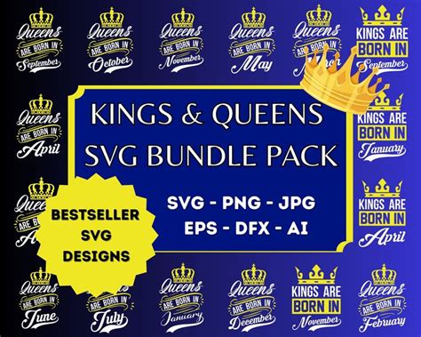 King And Queen Svg Bundle Queen Svg King Svg King Queen Etsy In