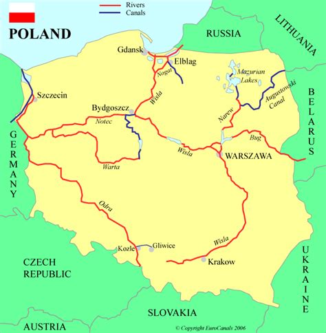Poland is a country in central europe. Poland waterways map