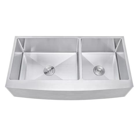 42 Inch 6040 Offset Double Bowl Farmhouse Apron Front Stainless Steel