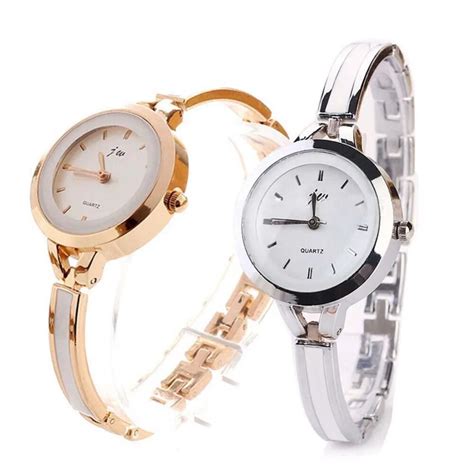 fashion women elegant bracelet watch analog quartz thin stainless steel band bangle round dial