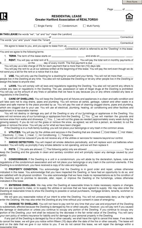 Learn why rental properties require you to be insured. Connecticut Residential Lease Agreement Download Free Printable Rental Legal Form, Template or ...