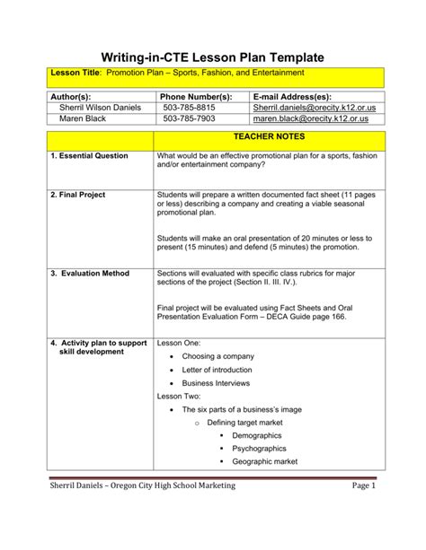 Create A Effective Lesson Plan With This Simple Template Writing Lesson