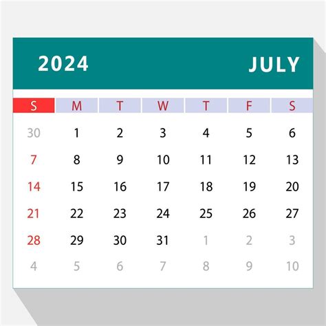 July 2024 Calendar Template Vector Design 25796456 Vector Art At Vecteezy