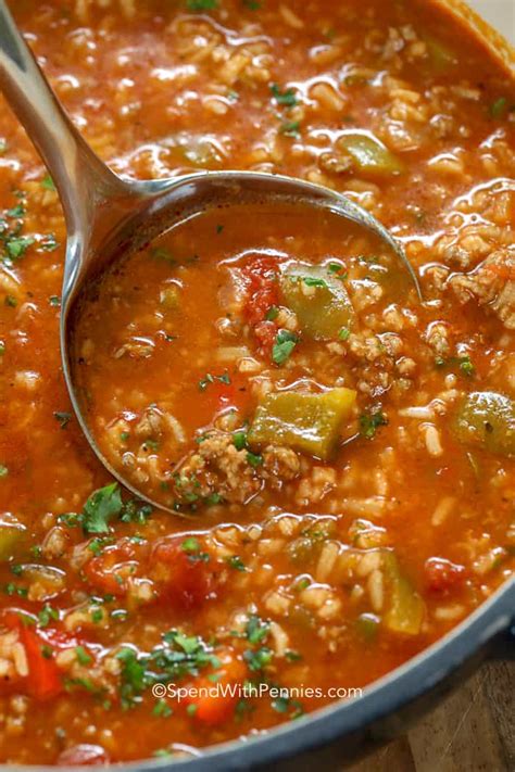 A cup of white rice will take about 17 minutes to cook, but larger for more details, see how to perfectly reheat rice on the stove and in the cold rice is also great in a frittata, and adds texture and heft to soups of all kinds. Stuffed Green Pepper Soup is easy to make with just a few ...