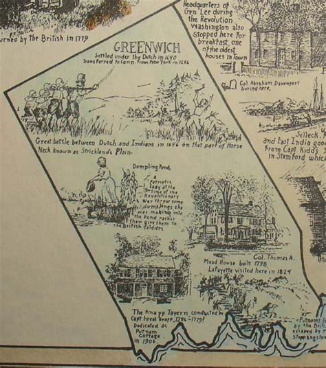 Map Connecticut Fairfield County Pictorial Stanley Jerome Hoxie