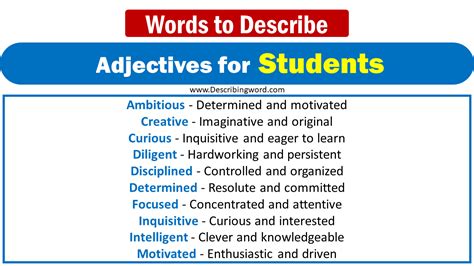 150 Adjectives For Students Words To Describe Students