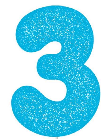 Blue Glitter Number Cake Birthday Candles 3