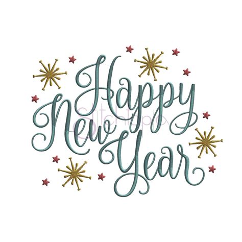 Happy new year cards : Happy New Year Embroidery Design | Stitchtopia