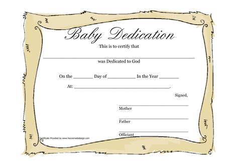 Baby Dedication Certificate Template Beige Download Printable Pdf