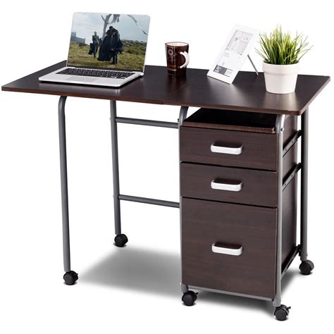 Gymax Folding Computer Laptop Desk Wheeled Home Office Furniture W3