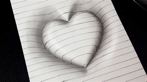 Easy Drawing How To Draw 3d Heart With Lines 3d Trick Art For Kids