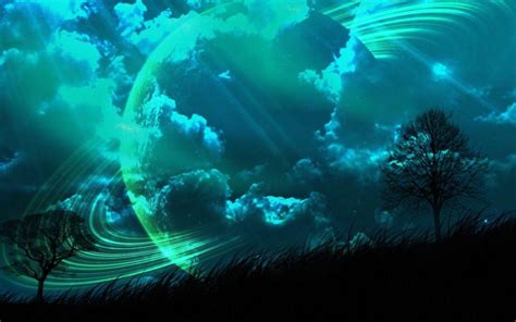 Cercei De Iarbă Clouduri Teal Moon Sky Background Teal Hd Desktop