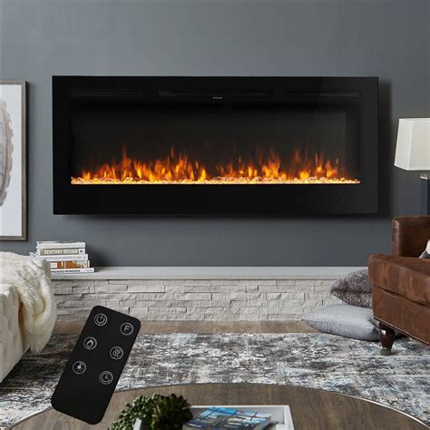 50 Inch Led Electric Fireplace Wall Mounted Living Room Heater 9 Flame