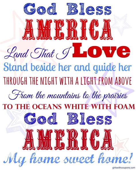 Printable God Bless America Lyrics