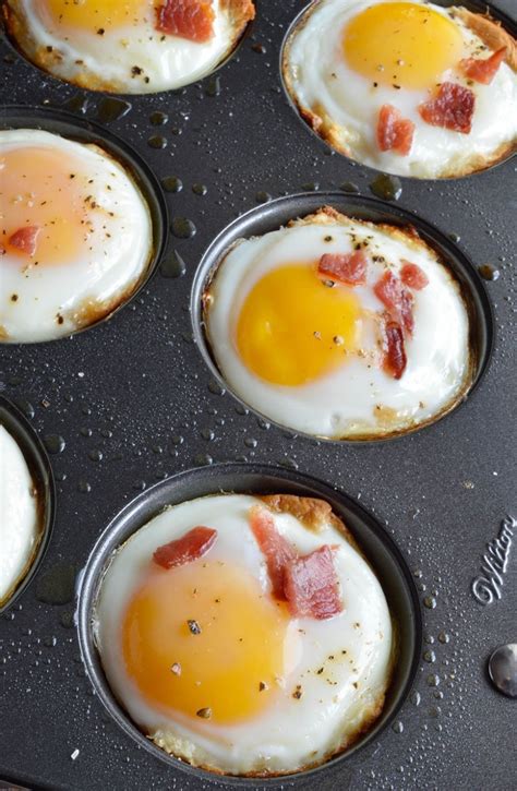 Crack a couple of eggs, whisk together with milk, salt, and pepper, and let it cook in the microwave for about a minute. Bacon and Egg Breakfast Cups - WonkyWonderful