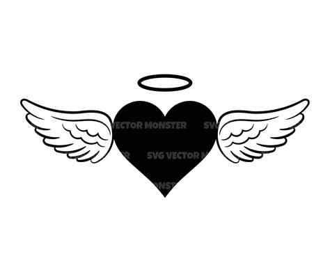 Angel Heart Svg Angel Wings Svg Halo Svg Loss Memorial Etsy