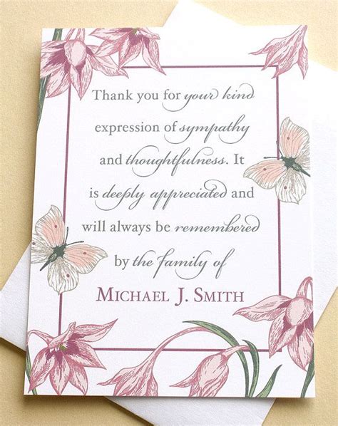 Condolence Thank You Cards With Flowers And Butterflies Etsy In 2021
