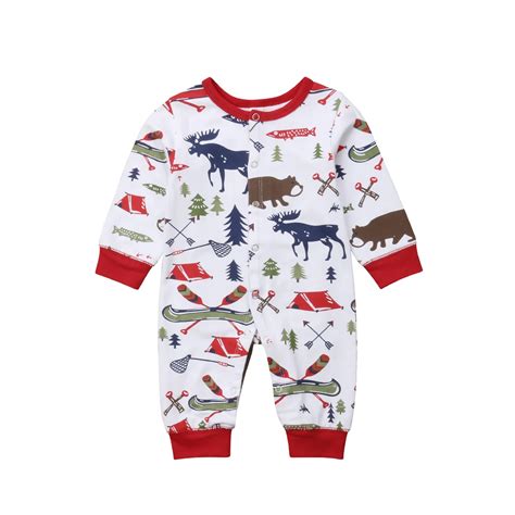 Baby Christmas Romper Clothes Newborn Baby Boy Girl Xmas Cotton Deer