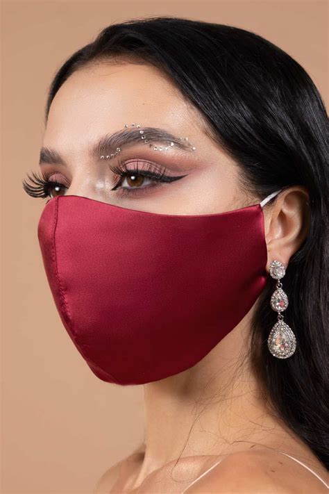 Silky Satin Face Mask Reusable And Washable 4 Layers Burgundy