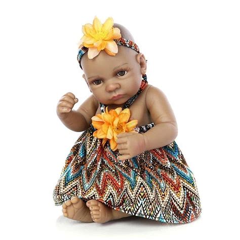 Terabithia Mini 11 Black Alive Reborn Baby Dolls Silicone Full Body