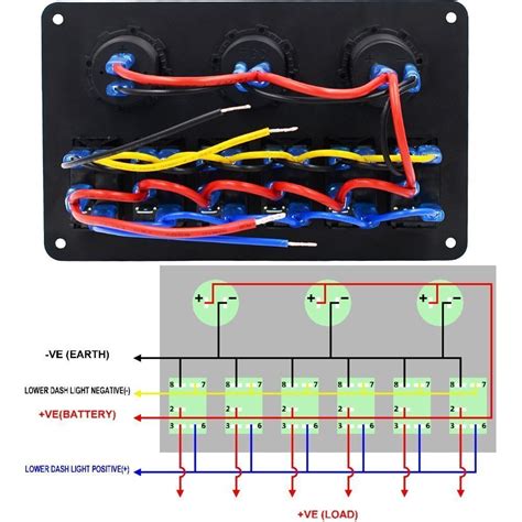 6 GANG Rocker Switch Panel Circuit Breaker LED Voltmeter ...