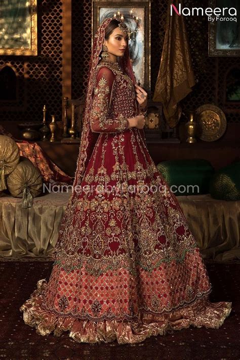 Lehenga With Frock In Red Pakistani Bridal Dress Bs68 Asian Bridal Dresses Bridal Dress