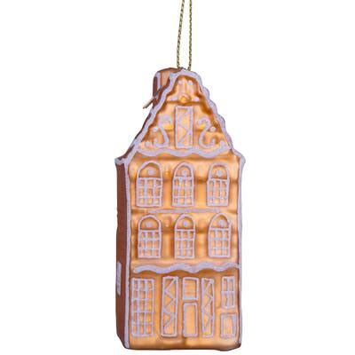 Glazen Kerst Decoratie Wit Goud Grachtenpand H Cm Vondels Ornament Vondels