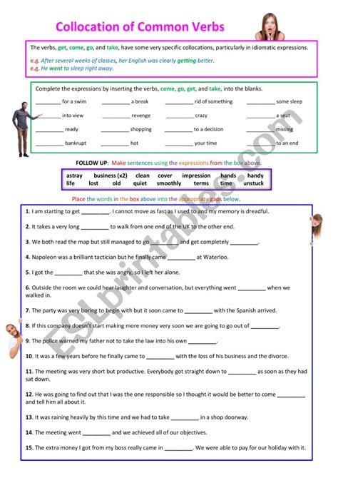 Common Verb Collocations Esl Worksheet By Spinney