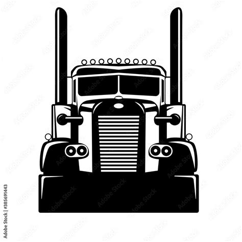 Semi Usa Truck Vector Illustration Flat Style Front View Stock
