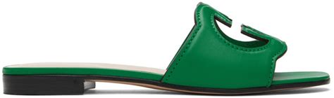 Gucci Green Interlocking G Flat Sandals Shopstyle