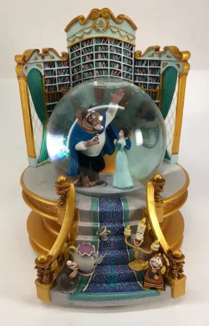 Rare 1991 Beauty And The Beast Snow Globe Library With Working Music