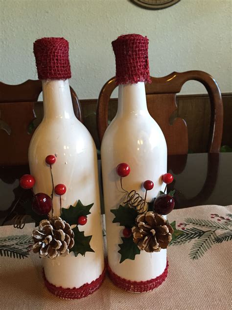 Spray Painted Wine Bottles Wine Bottle Crafts Christmas Wine Bottle