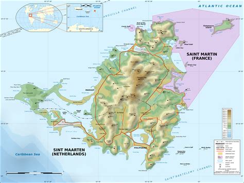 Topographic Map Of St Maarten St Martin Sint Maarten Saint Martin
