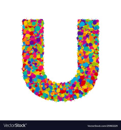 Colorful Paint Splashes Font Letter U Royalty Free Vector