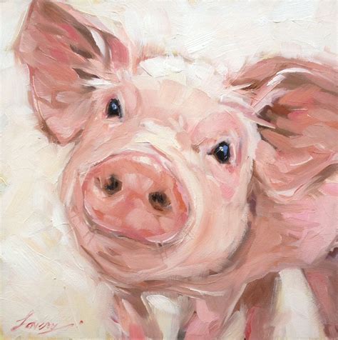 X Inch Impressionistic Pig Painting Original Oil Painting Of A Sweet