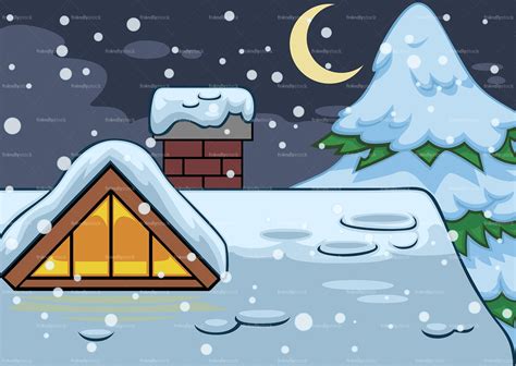 House Roof Covered In Snow Background Cartoon Vector Friendlystock