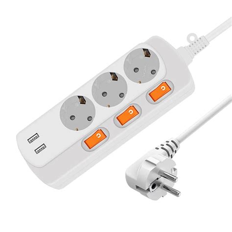 European Plug Socket 16a 250v Electrical Outlet 2usb Port 5v 2a 3ac Eu