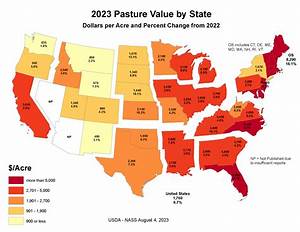 Land Values Pasture Value By State Us