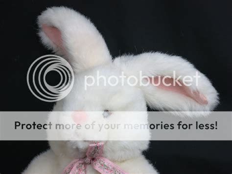 Commonwealth White Fluffy Bunny Rabbit Pink Flower Bow Floppy Ears