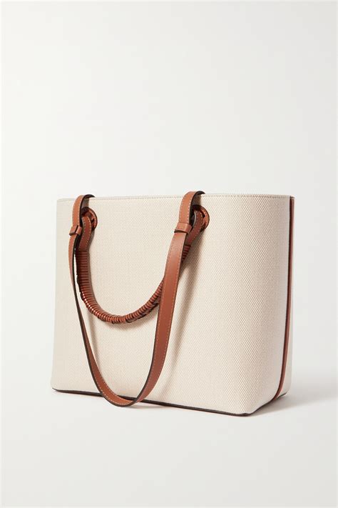 Tan Anagram Small Leather Trimmed Embroidered Canvas Tote Loewe Net