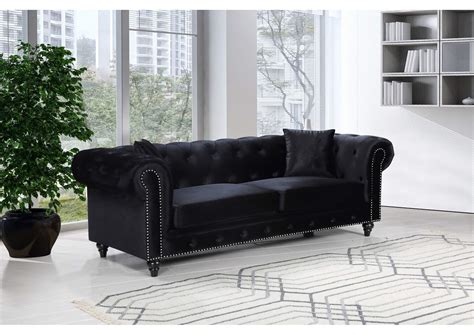 Chesterfield Black Velvet Sofa Best Buy Furniture And Mattress