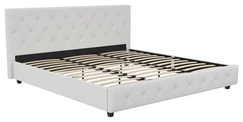 Dhp Dean Upholstered Bed King In White Faux Leather Transitional