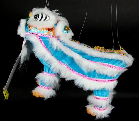Lion Puppet Blue White Chinese New Year Dance Toy Play Foo Dog Fu