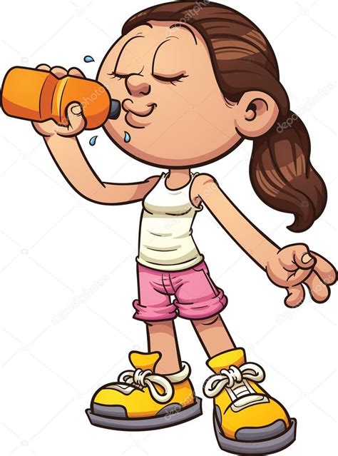 Clipart Girl Drinking Water Girl Drinking Water — Stock