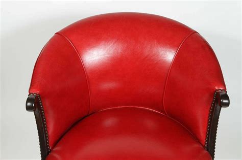 Red leather couches red leather chair leather club chairs leather furniture black leather comfy vintage red leather club or armchair. Red Leather Barrel Chair at 1stdibs