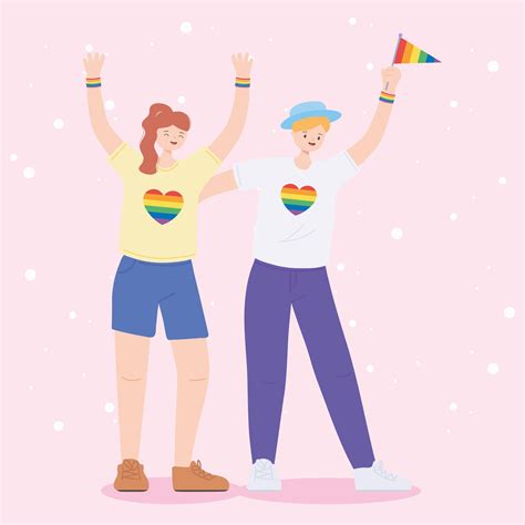 Lgbtq Community Young Lesbian Women Celebrating Cartoon Gay Parade