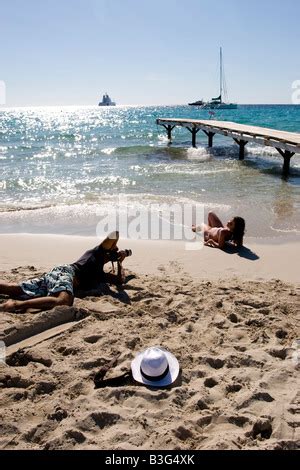 Naked Sunbather In Formentera Stock Photo Alamy