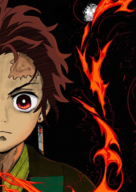 Demon Slayer Tanjiro Broken Beanie Anime Canvas Art Anime Chibi