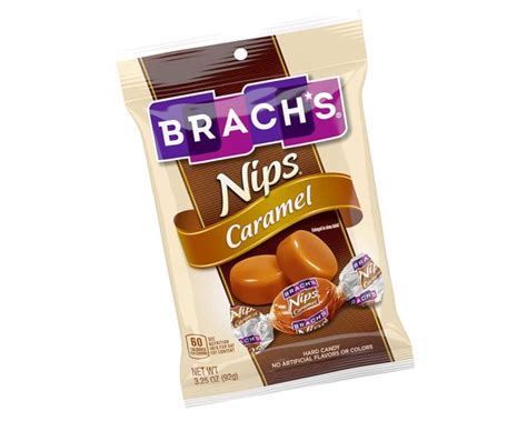 Brachs Nips Caramel Hard Candy 35 Oz Peg Bags 12 Case Candy