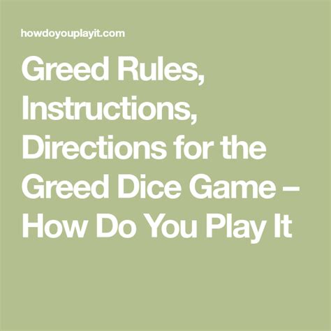 Greed Rules Instructions Directions For The Greed Dice Game How Do